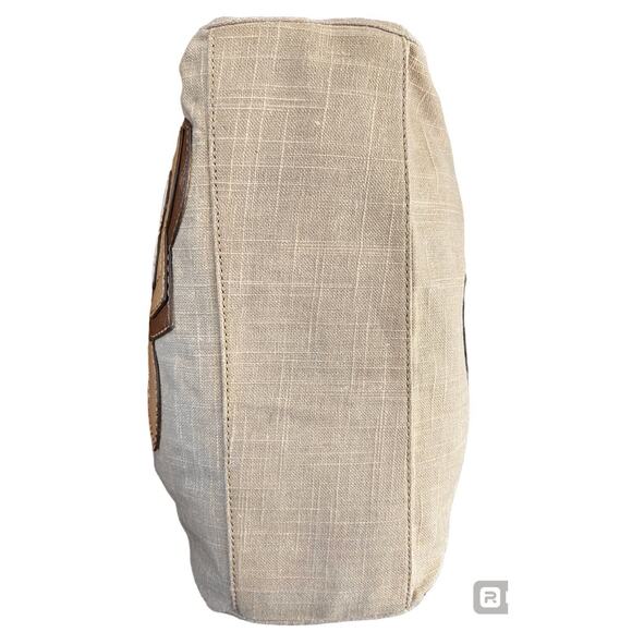 Relic Purse Beige Canvas Tea Rose Appliqué Double Shoulder Strap Hobo Handbag - Picture 6 of 14